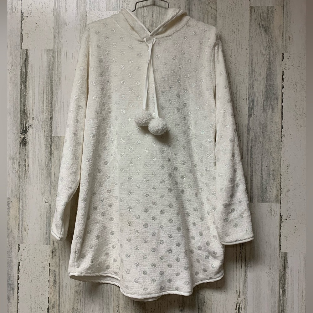 NWT Fleece Hooded Pajama Sleep-shirt Night Gown Lounger Large